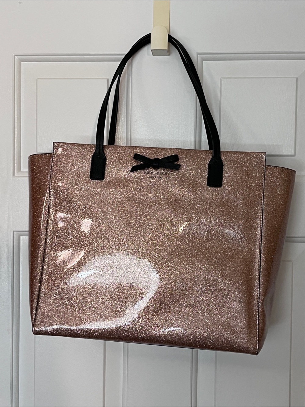 kate spade Mavis Glitter Tote Shoulder with Black Handles